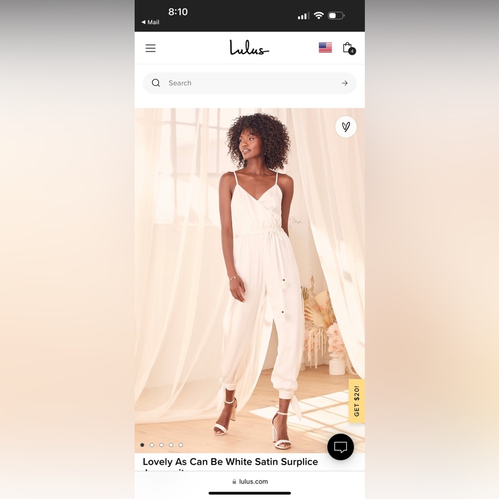 Lulus white satin jumpsuit